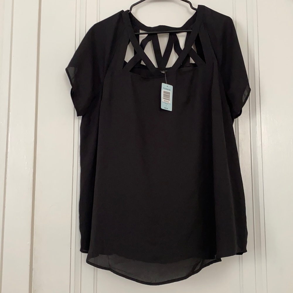 Sheer Criss Cross Front & Back Tee